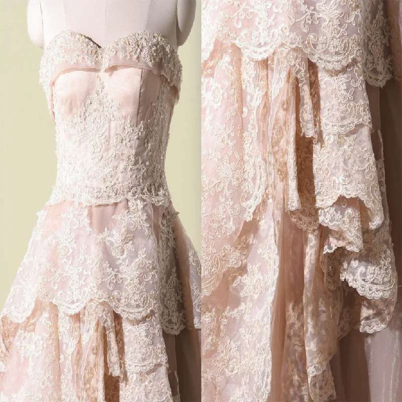 Wedding dress wrinkle-resistant travel great--Vintage Pink Lace Sweetheart Classic Style Long A-line Wedding Party Dresses, WD0066 Wedding dress wrinkle-resistant travel great--Vintage Pink Lace Sweetheart Classic Style Long A-line Wedding Party Dresses, WD0066