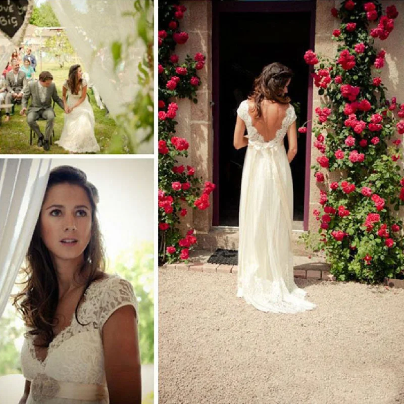 Wedding dress for women over 50 elegant--Popular Cheap Long A-line V-back Cap Sleeve Simple Lace Wedding Party Dresses, WD0006 Wedding dress for women over 50 elegant--Popular Cheap Long A-line V-back Cap Sleeve Simple Lace Wedding Party Dresses, WD0006