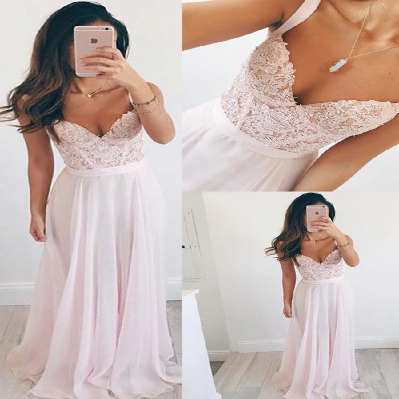 Dress for wedding bodycon style slim fit look--Long Spaghetti Strap Chiffon A-line Lace Applique Beads V-neck Baby Pink Prom Dress Wedding Dress, AB1088 Dress for wedding bodycon style slim fit look--Long Spaghetti Strap Chiffon A-line Lace Applique Beads V-neck Baby Pink Prom Dress Wedding Dress, AB1088