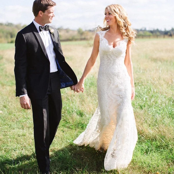 Wedding dress as seen on Pinterest style--V-neck Cap Sleeve Open Back Vintage Ivory Lace Mermaid Wedding Dresses , AB1086 Wedding dress as seen on Pinterest style--V-neck Cap Sleeve Open Back Vintage Ivory Lace Mermaid Wedding Dresses , AB1086