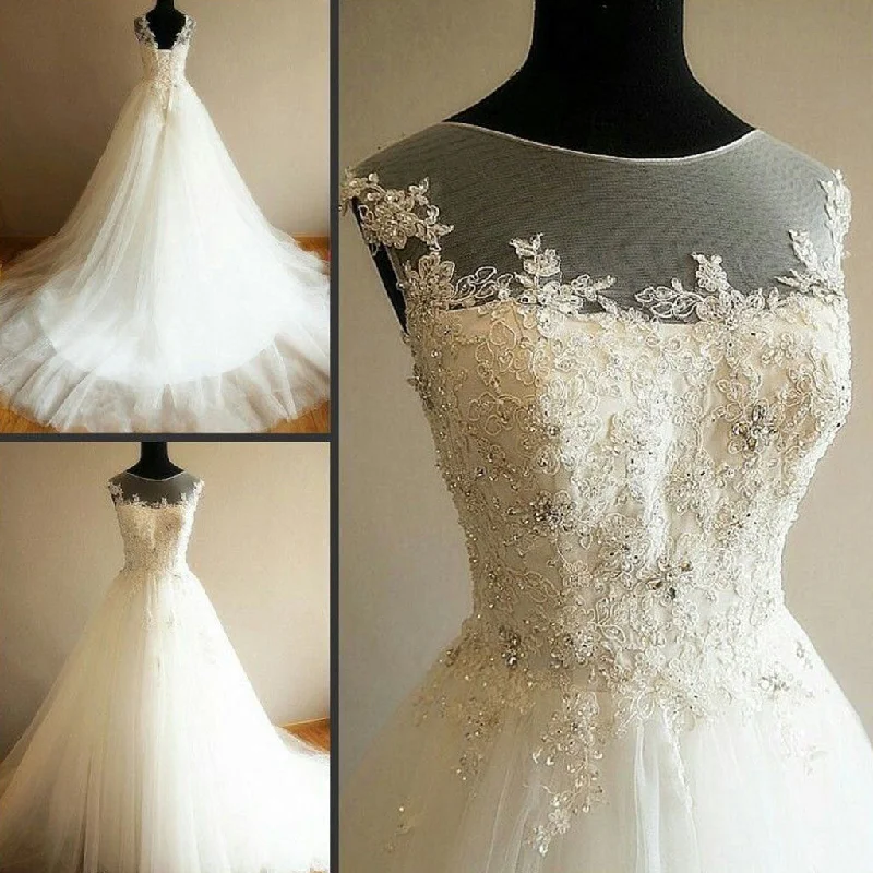 Wedding dress: best colors skin tone--Charming Illusion Long A-line Lace Up Tulle Rhinestone Wedding Party Dresses, WD0063 Wedding dress: best colors skin tone--Charming Illusion Long A-line Lace Up Tulle Rhinestone Wedding Party Dresses, WD0063