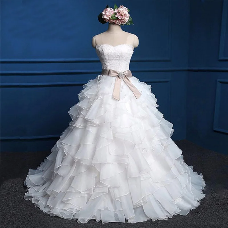 Wedding dress balances proportions greatly--Sweetheart Lace Top Cute Bridal Gown, Cheap Popular Chiffon Wedding Dress, WD0027 Wedding dress balances proportions greatly--Sweetheart Lace Top Cute Bridal Gown, Cheap Popular Chiffon Wedding Dress, WD0027