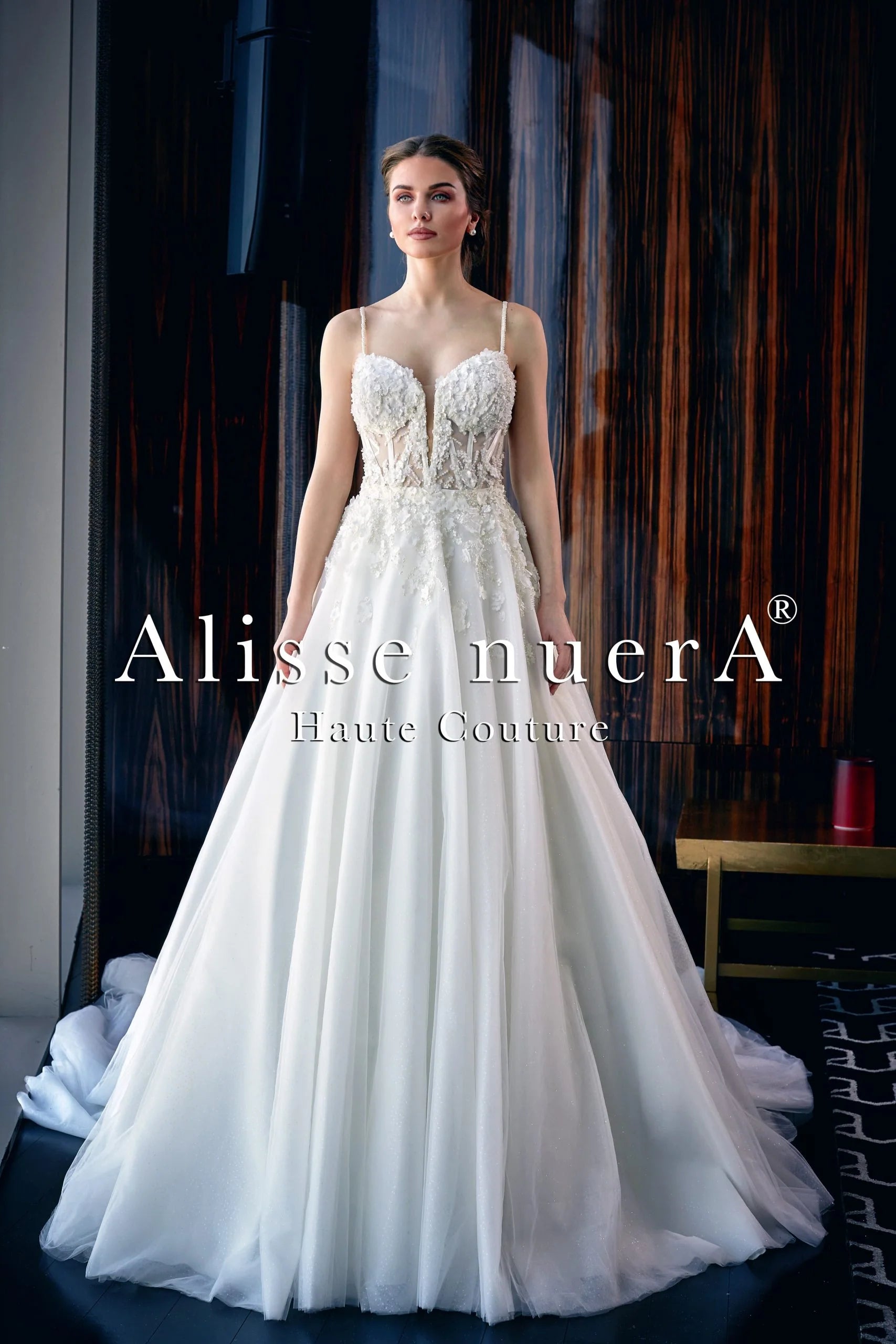 Wedding dress spaghetti straps simple--Corset Illusion Spaghetti Strap Floral Off White Bridal Dress with Shimmering Tulle Skirt Wedding dress spaghetti straps simple--Corset Illusion Spaghetti Strap Floral Off White Bridal Dress with Shimmering Tulle Skirt