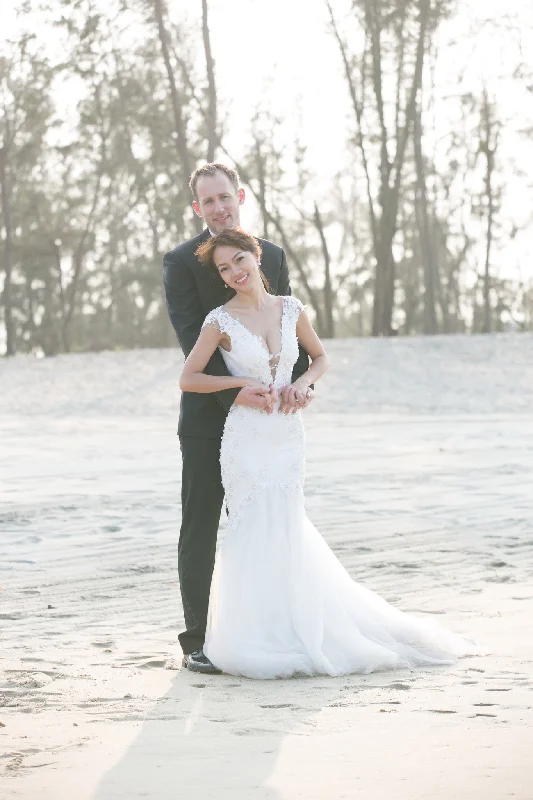 Dress for wedding fall season rustic chic--Mermaid Wedding Dress With V-Deep Neckline (#PB157) Dress for wedding fall season rustic chic--Mermaid Wedding Dress With V-Deep Neckline (#PB157)