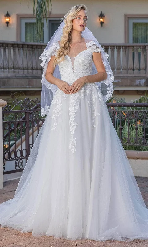 Wedding dress with stylish belt unique--Dancing Queen 0268 - V-Neck Floral Applique Ballgown Wedding dress with stylish belt unique--Dancing Queen 0268 - V-Neck Floral Applique Ballgown