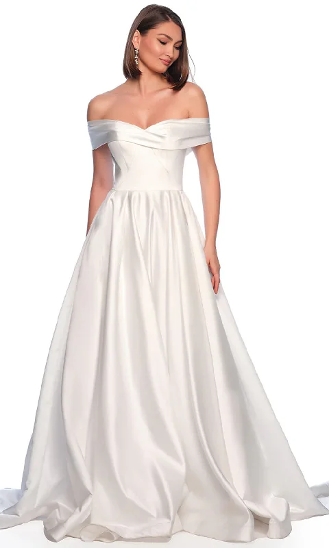 Wedding dress asymmetrical hemline style--Dave & Johnny Bridal 11334 - Satin A-Line Bridal Gown Wedding dress asymmetrical hemline style--Dave & Johnny Bridal 11334 - Satin A-Line Bridal Gown