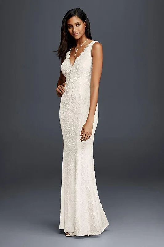 Wedding dress that is age-appropriate look--Decode 1.8 - Scalloped V-Neck Lace Sheath Dress 183626SC Wedding dress that is age-appropriate look--Decode 1.8 - Scalloped V-Neck Lace Sheath Dress 183626SC