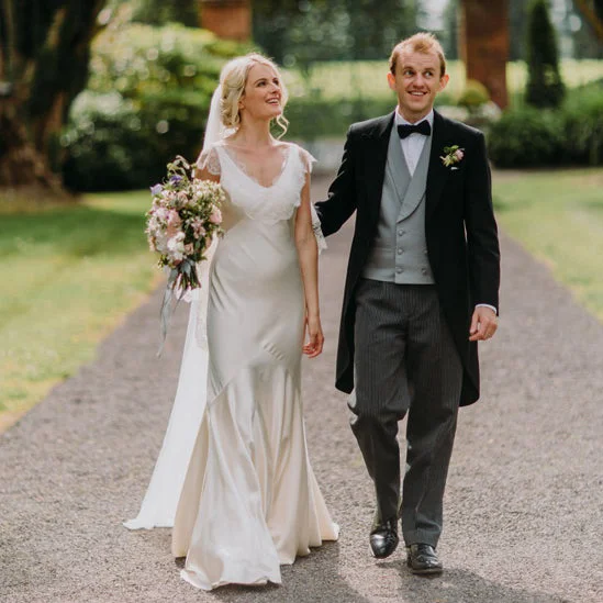 Dress for wedding chic style effortless vibe--Elegant Ivory Satin Lace Appliques Cap Sleeve V-neck Mermaid Wedding Dress, AB1106 Dress for wedding chic style effortless vibe--Elegant Ivory Satin Lace Appliques Cap Sleeve V-neck Mermaid Wedding Dress, AB1106