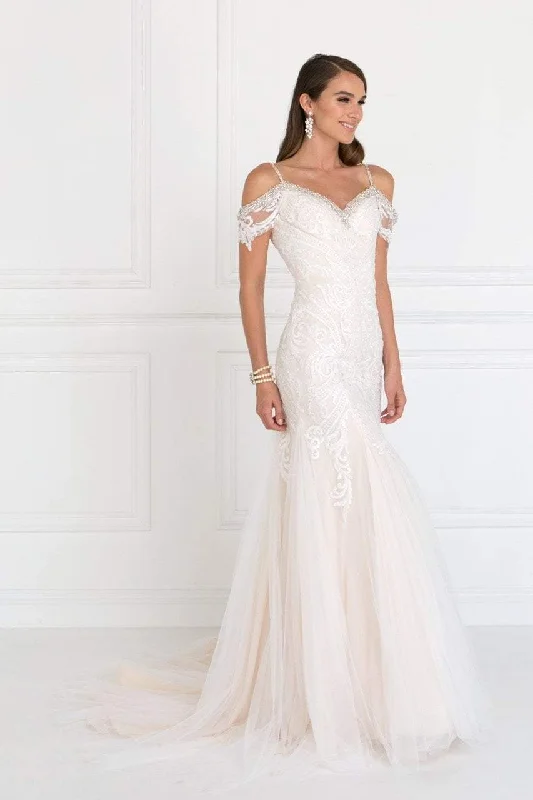 Wedding dress with a cowl neckline smooth--Elizabeth K Bridal GL1513