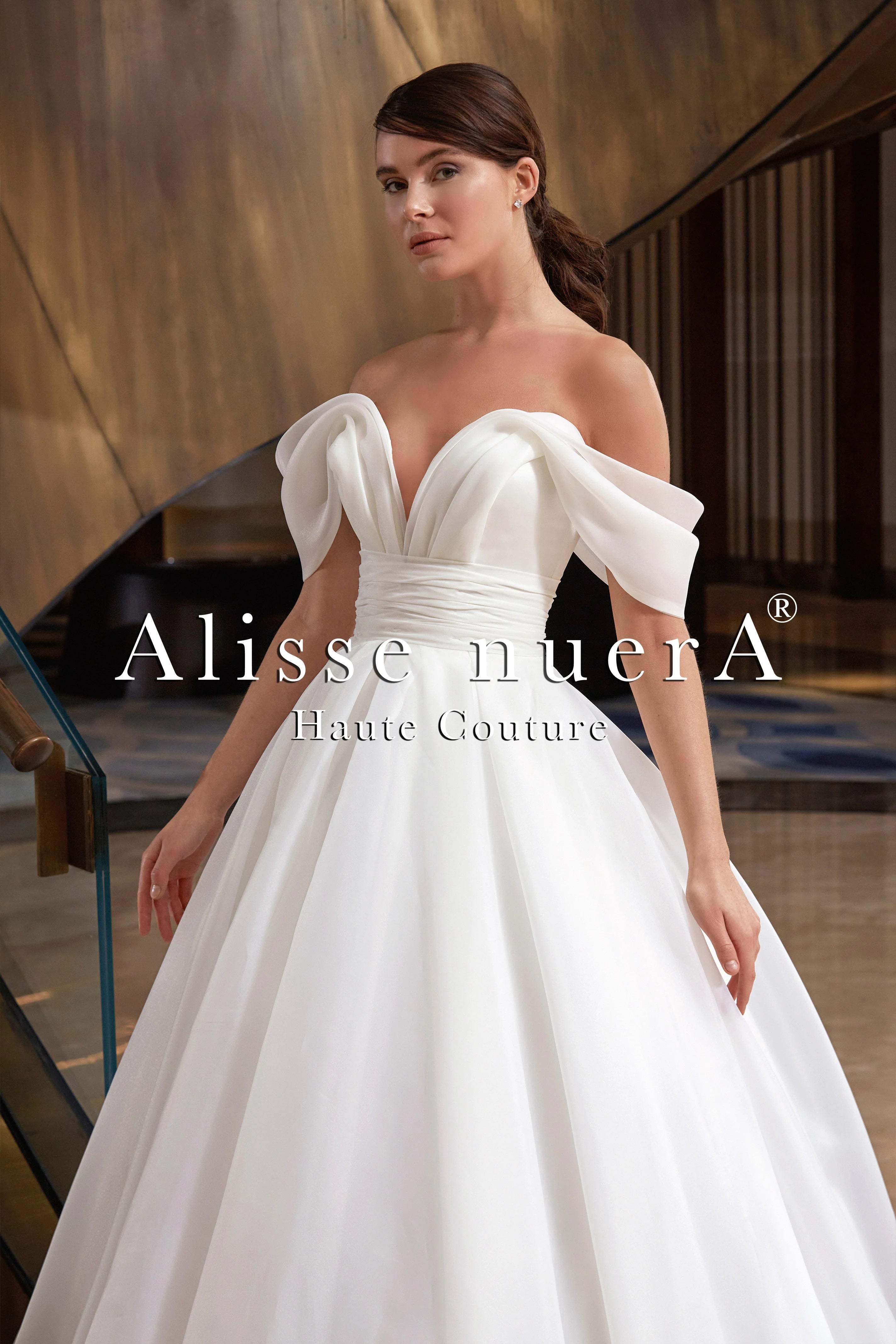 Wedding dress that is attention-grabbing now--Empire Waist Organza Ballroom Wedding Gown with Swag Sleeve Wedding dress that is attention-grabbing now--Empire Waist Organza Ballroom Wedding Gown with Swag Sleeve