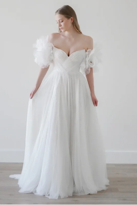 Wedding dress in velvet fabric winter night--Estrella with Sleeves | Watters