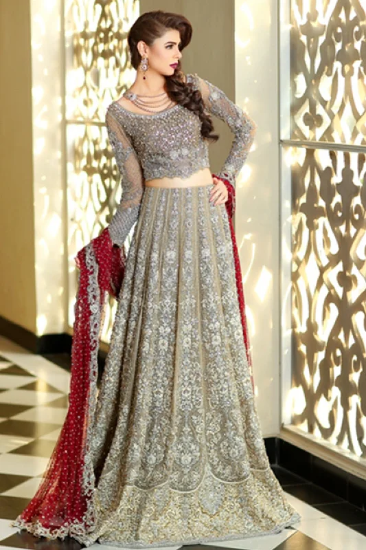 Wedding dress with tights winter special--Wedding Party Wear Silver Lehnga Choli