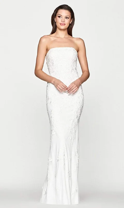 Wedding dress with a train detail formal--Faviana - S10507 Straight-Across Lace Prom Dress Wedding dress with a train detail formal--Faviana - S10507 Straight-Across Lace Prom Dress