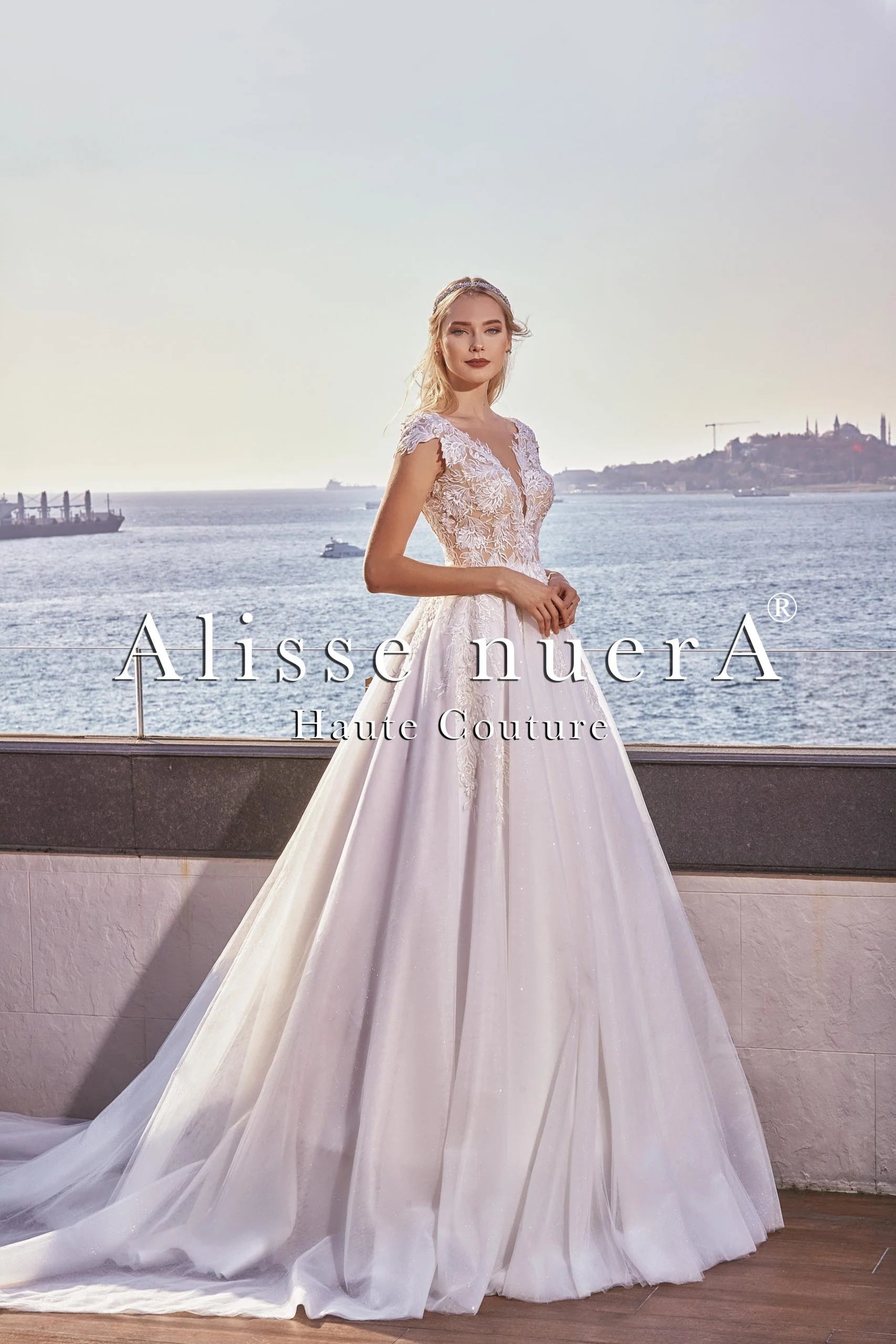 Wedding dress neon colors bold style hot--Floral Bust Cap Sleeve Destination Wedding Dress with Dream Tulle Train Wedding dress neon colors bold style hot--Floral Bust Cap Sleeve Destination Wedding Dress with Dream Tulle Train