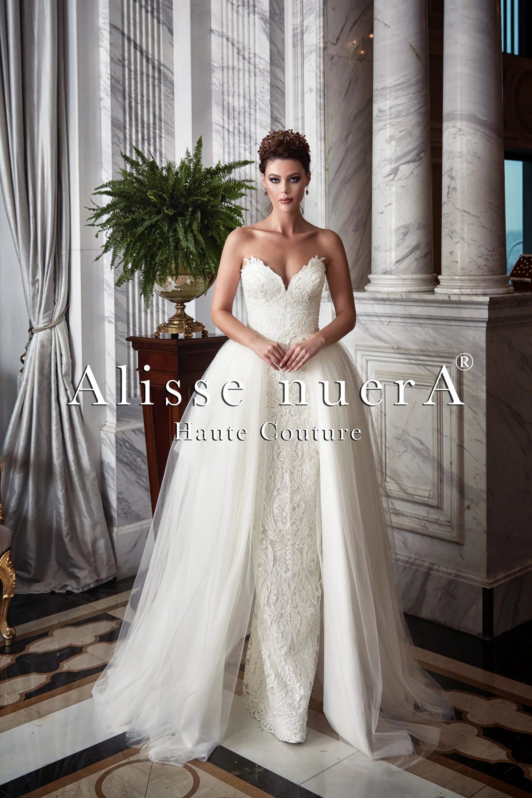 Dress in style for a destination wedding trip--French Lace Sheath Wedding Dress with Removable Tulle Overskirt Dress in style for a destination wedding trip--French Lace Sheath Wedding Dress with Removable Tulle Overskirt