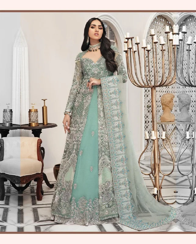 Dress for wedding sophisticated look elegant--Front Open Gown Lehenga Blue Pakistani Bridal Dress Dress for wedding sophisticated look elegant--Front Open Gown Lehenga Blue Pakistani Bridal Dress