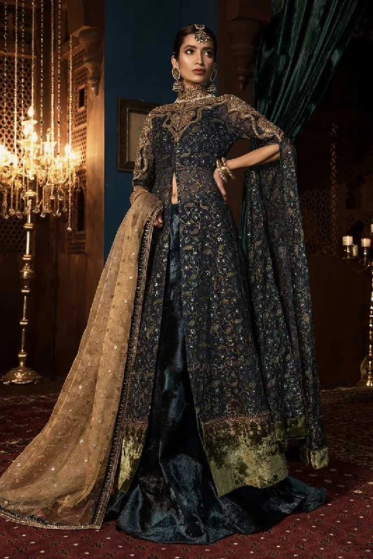 Wedding dress with elegant scarf formal--Pakistani Party Wear Blue Lehnga Gown
