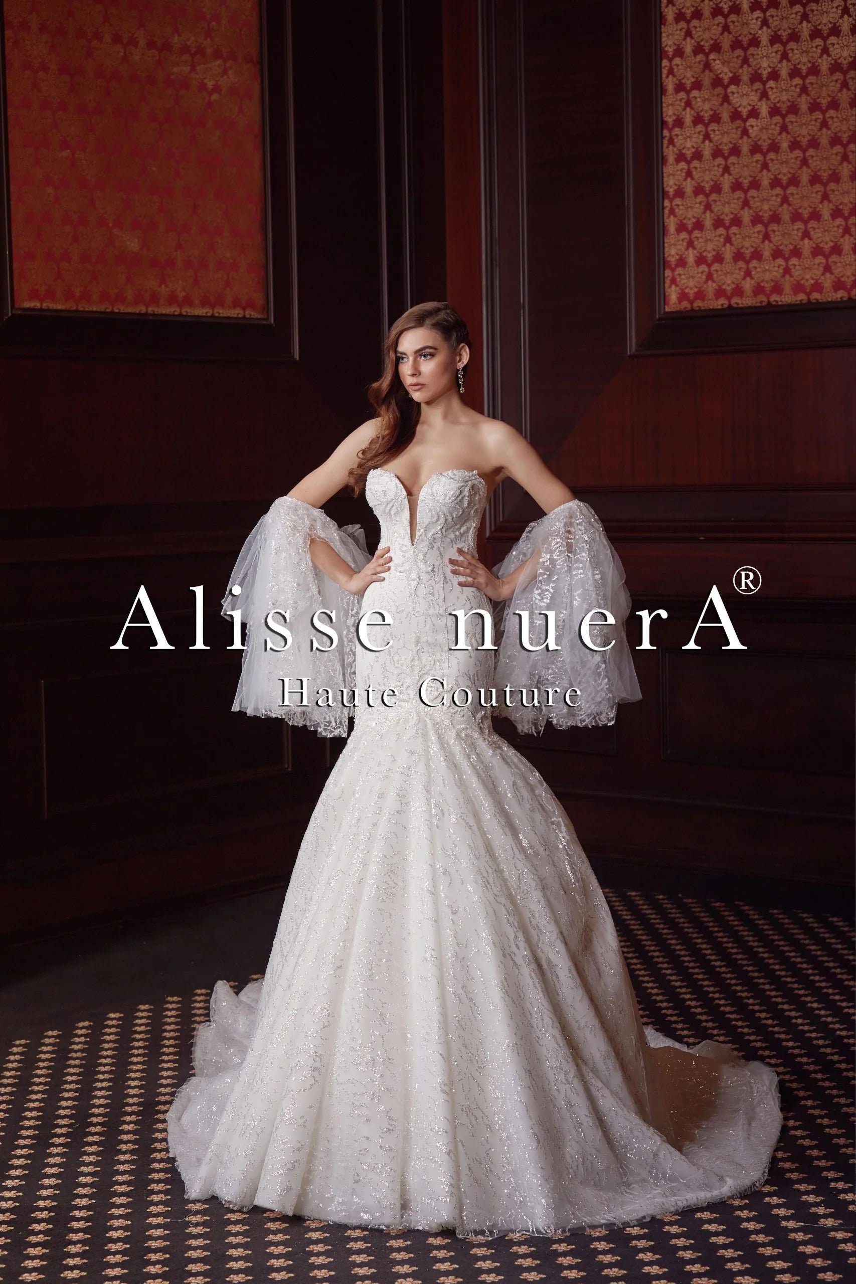 Wedding dress like Meghan Markle's style icon--Glittering Trumpet Skirt Wedding Dress with Removable Sparkling Tulle Sleeve Wedding dress like Meghan Markle's style icon--Glittering Trumpet Skirt Wedding Dress with Removable Sparkling Tulle Sleeve