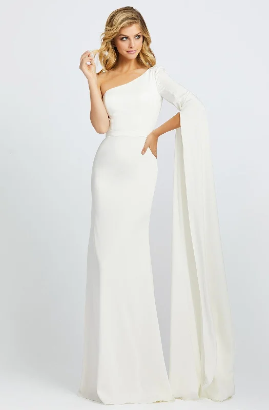 Wedding dress with a train detail formal--Ieena Duggal - One Shoulder Trumpet Dress With Train 26157ISC Wedding dress with a train detail formal--Ieena Duggal - One Shoulder Trumpet Dress With Train 26157ISC