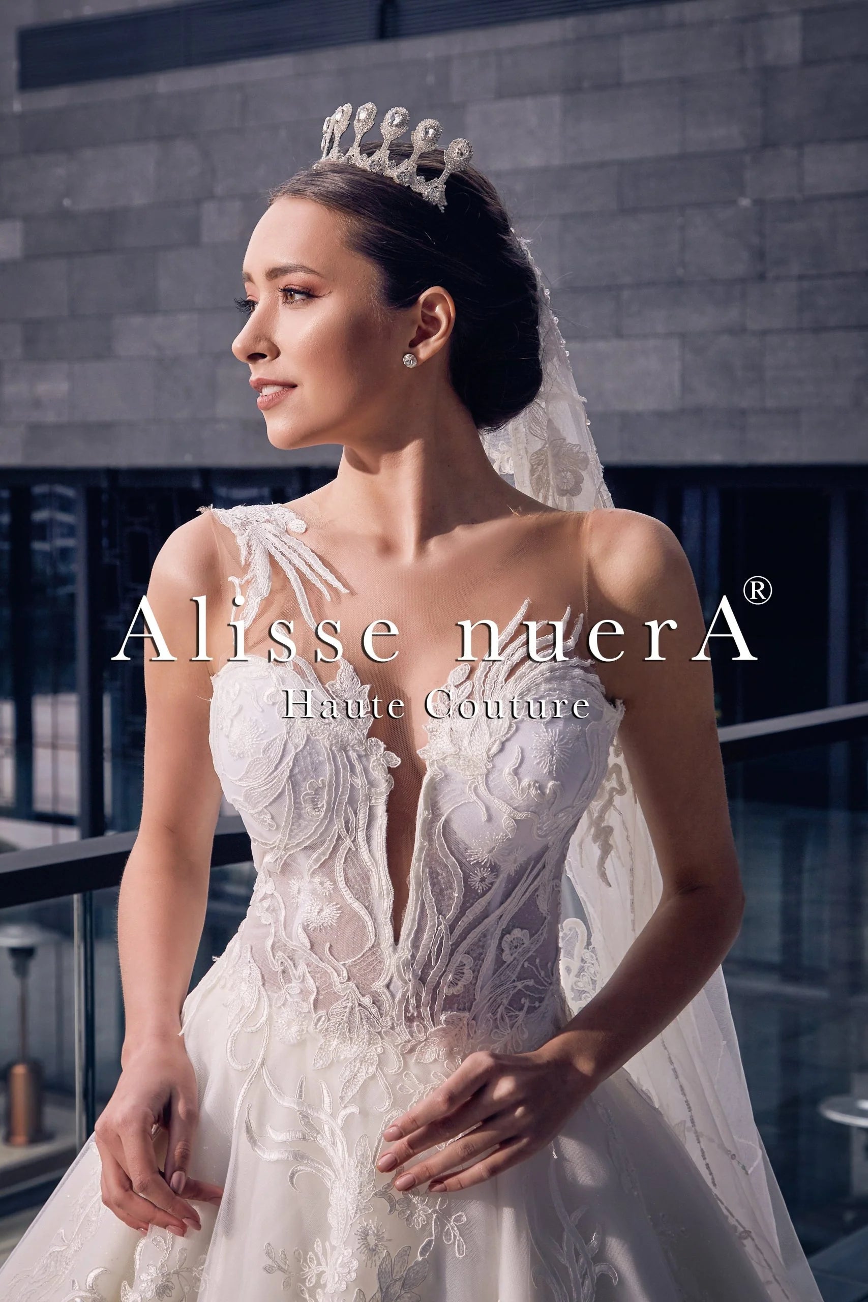 Wedding dress that is easy to move around--Illusion Off White A Line Wedding Dress with Long Train