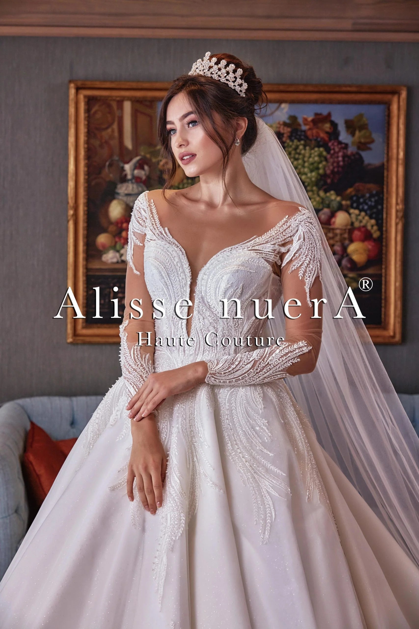 Wedding dress from small business love it--Illusion Sleeve Leaf Design Sparkly Wedding Ball Gown with Decollete Back Wedding dress from small business love it--Illusion Sleeve Leaf Design Sparkly Wedding Ball Gown with Decollete Back