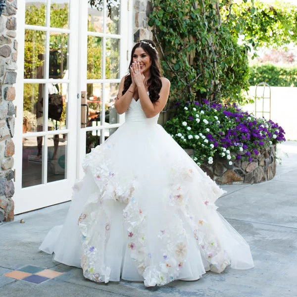 Wedding dress on sale near me bridal shops--Princess Spaghetti Strap Colorful Appliques Ruffles Ball Gown Wedding Dresses, AB1169 Wedding dress on sale near me bridal shops--Princess Spaghetti Strap Colorful Appliques Ruffles Ball Gown Wedding Dresses, AB1169