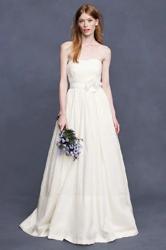 Wedding dress with faux fur cardigan warm--J. Crew Corliss Wedding Gown