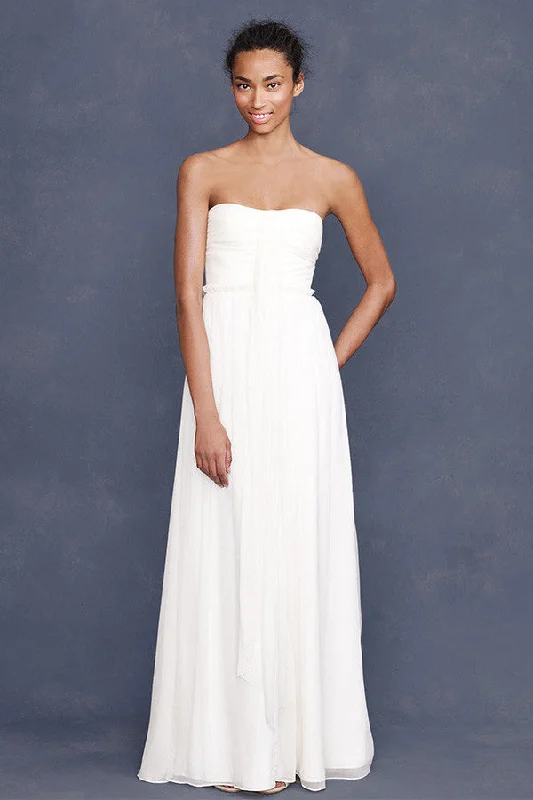 Wedding dress creates waistline nicely--J. Crew Whitney Wedding Gown