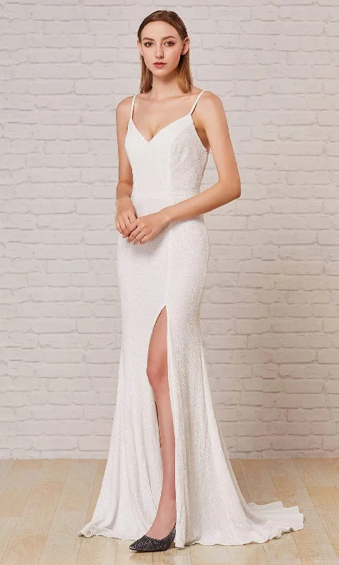 Wedding dress: day to night party style--J'Adore Dresses J18033 - Glitter High Slit Gown Wedding dress: day to night party style--J'Adore Dresses J18033 - Glitter High Slit Gown