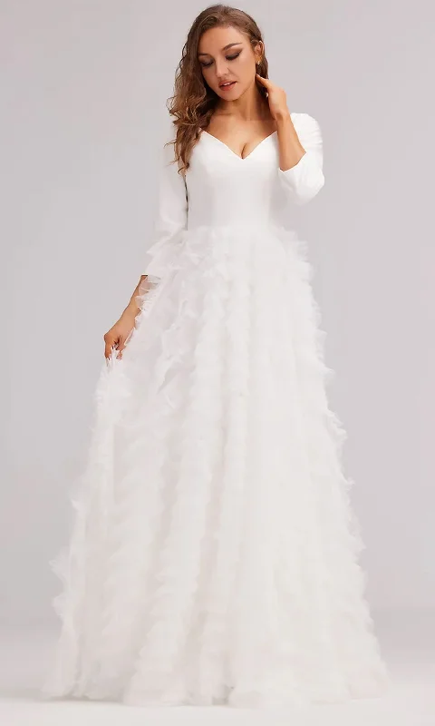 Wedding dress for a garden wedding theme--J'Adore Dresses J23012 - V-Neck Ruffled Prom Gown Wedding dress for a garden wedding theme--J'Adore Dresses J23012 - V-Neck Ruffled Prom Gown