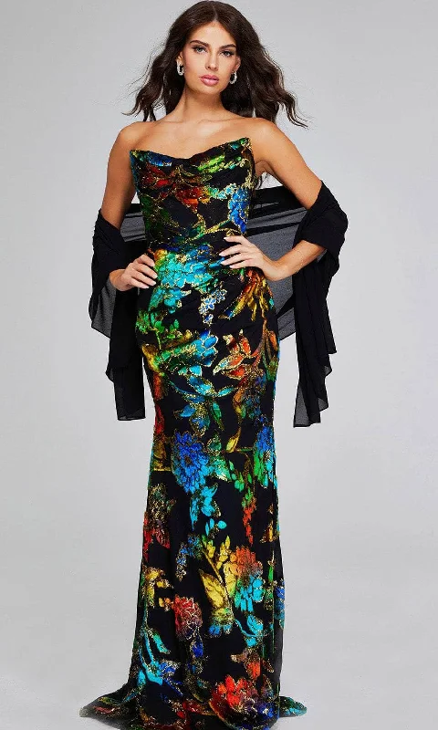 Wedding dress red carpet ready now fun--Jovani 42164 - Floral Strapless Prom Gown
