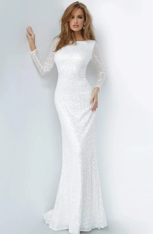Wedding dress with a unique back design now--Jovani - Bateau Neck Dress 2927SC