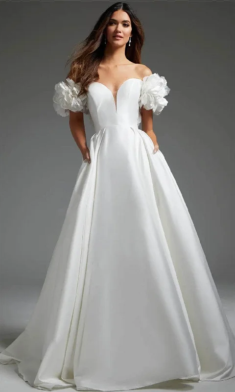 Wedding dress earth tones natural look great--Jovani JB40795 - Floral Short Sleeve Bridal Gown Wedding dress earth tones natural look great--Jovani JB40795 - Floral Short Sleeve Bridal Gown