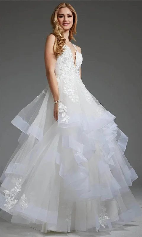 Wedding dress masquerade ball themes fun--Jovani JB41002 - Plunging Neckline Tulle Bridal Gown Wedding dress masquerade ball themes fun--Jovani JB41002 - Plunging Neckline Tulle Bridal Gown