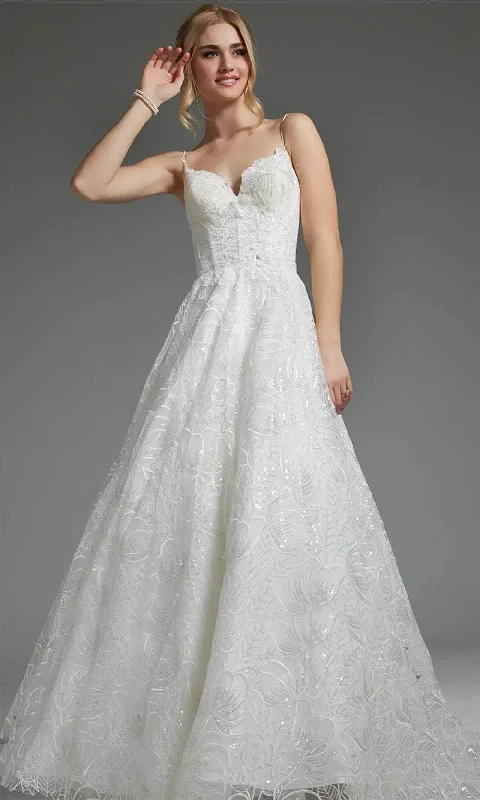 Wedding dress destination party look hot--Jovani JB422225 - Illusion V-Back Bridal Gown