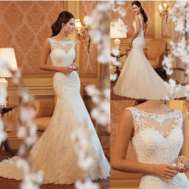 Wedding dress enhances confidence more--Lace Fish Tail Wedding Dress