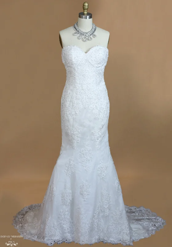 Wedding dress designer style chic best--Lace Mermaid Wedding Dress With Cathedral Train (#Karoline) Wedding dress designer style chic best--Lace Mermaid Wedding Dress With Cathedral Train (#Karoline)