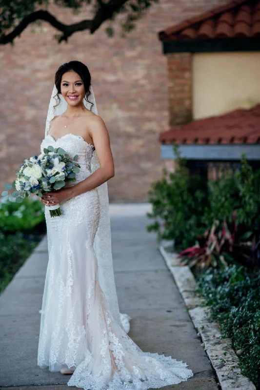 Dress for wedding summer season beach theme--Lace Mermaid Wedding Dress With illusion Back (#Halette) Dress for wedding summer season beach theme--Lace Mermaid Wedding Dress With illusion Back (#Halette)