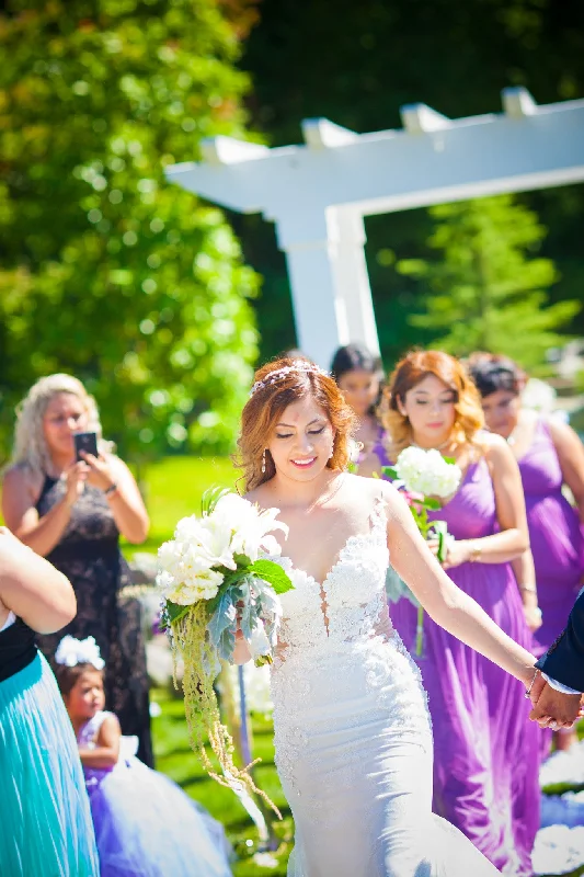 Dress for wedding fall season rustic chic--Lace Wedding Gown With Cut-Out (#Cindy)