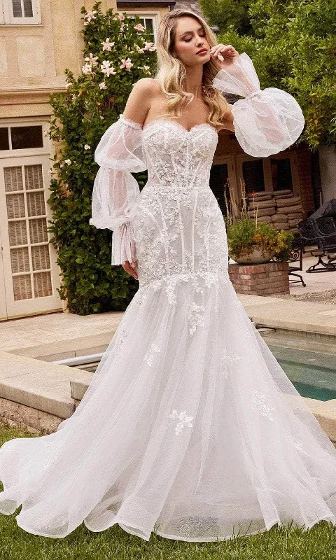 Wedding dress for women over 50 elegant--Ladivine CD858W - Embellished Trumpet Bridal Gown Wedding dress for women over 50 elegant--Ladivine CD858W - Embellished Trumpet Bridal Gown