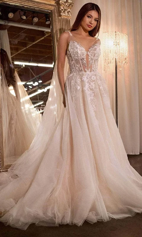 Best wedding dresses for petite brides now--Ladivine CDS476W - Illusion V-Neck Bridal Gown Best wedding dresses for petite brides now--Ladivine CDS476W - Illusion V-Neck Bridal Gown