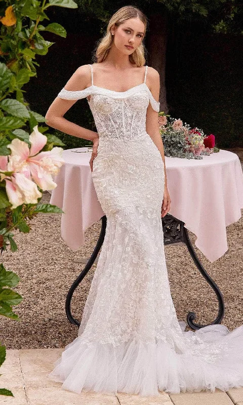Dress for a courthouse wedding simple chic--Ladivine CK703W - Floral Embroidered Bridal Gown Dress for a courthouse wedding simple chic--Ladivine CK703W - Floral Embroidered Bridal Gown