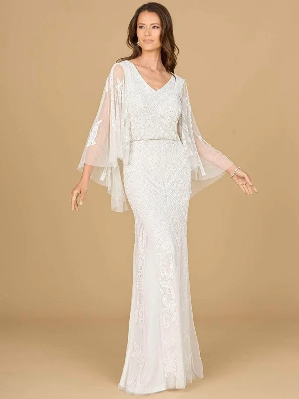 Dress for wedding cocktail attire reception--Lara Dresses 51186 - V-Neck Blouson Wedding Dress Dress for wedding cocktail attire reception--Lara Dresses 51186 - V-Neck Blouson Wedding Dress
