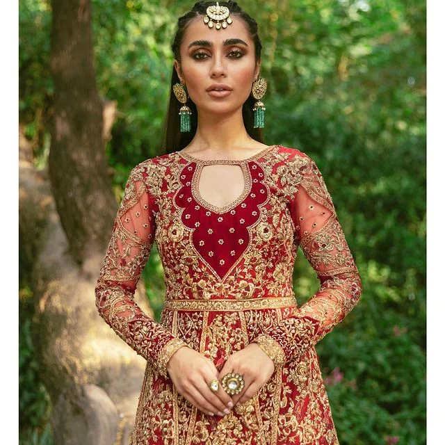 Dress for wedding current style trend vibe--Traditional Pakistani Bridal Red Dress