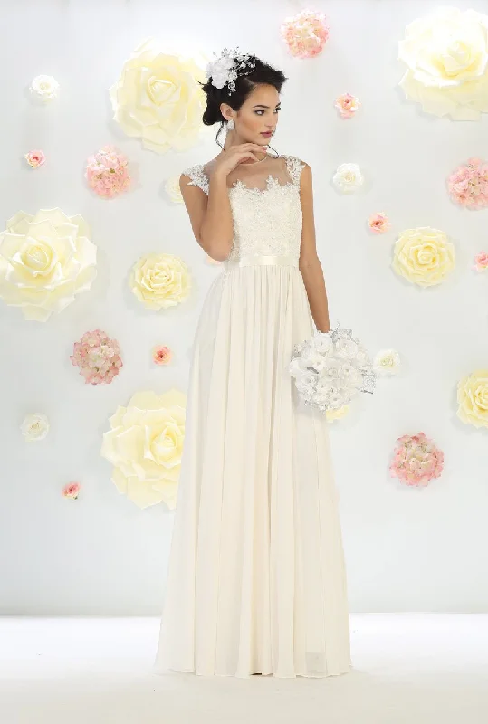 Wedding dress high-quality materials joy--May Queen Bridal - MQ1428 Cap Sleeve Lace Dress Wedding dress high-quality materials joy--May Queen Bridal - MQ1428 Cap Sleeve Lace Dress