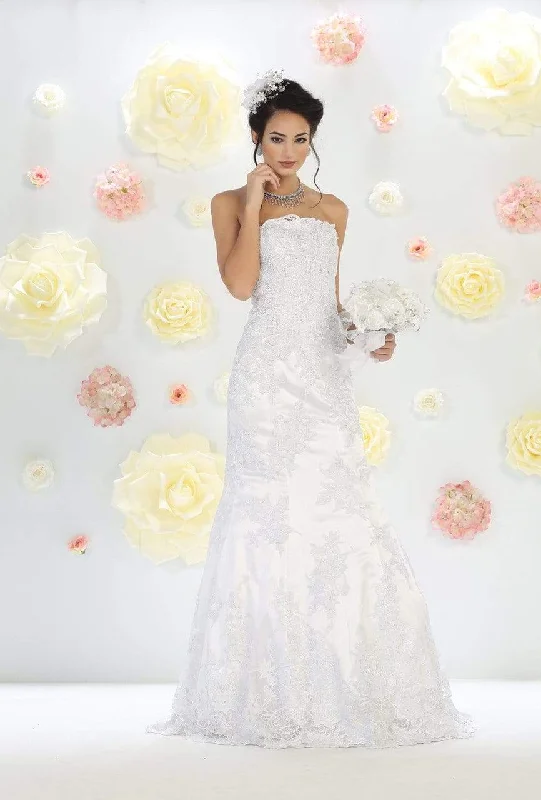 Wedding dress with a plunging neckline sex--May Queen Bridal RQ7468