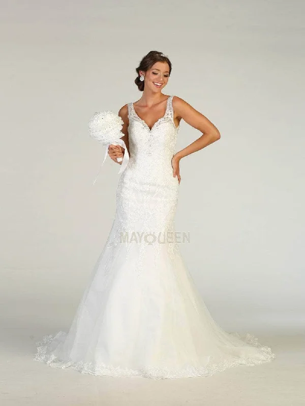 Wedding dress with long formal gloves formal--May Queen Bridal RQ7798