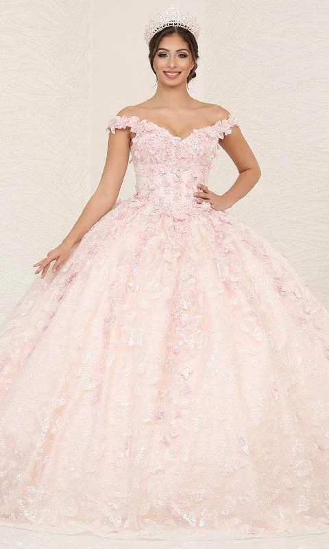 Wedding dress with a unique back design now--May Queen LK259 - Floral Applique Ballgown