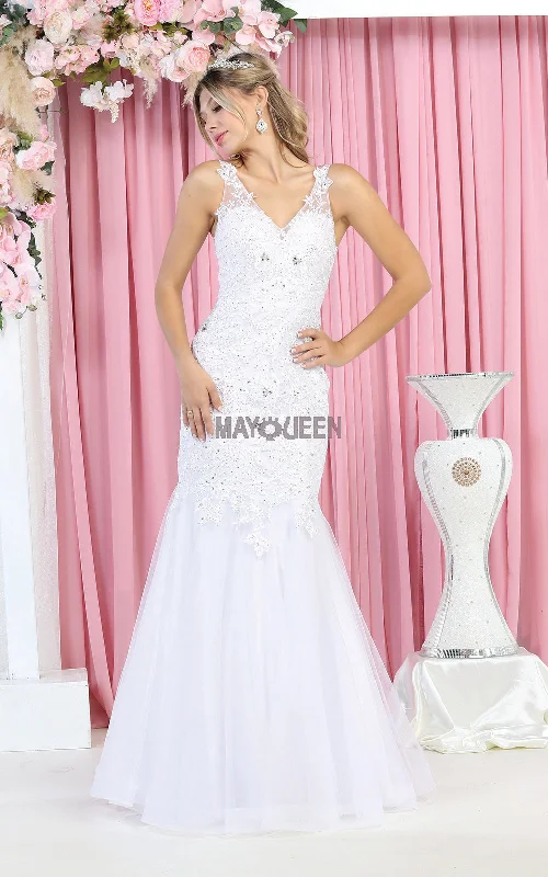 Wedding dress with a train detail formal--May Queen RQ7947