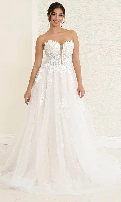 Wedding dress on sale near me bridal shops--May Queen RQ8131 - Strapless Applique Bridal Gown Wedding dress on sale near me bridal shops--May Queen RQ8131 - Strapless Applique Bridal Gown